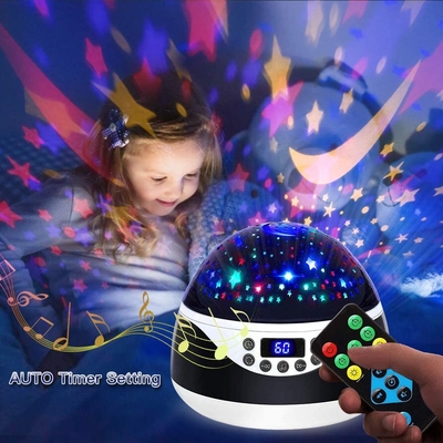 Built-in 12 Light Songs 360 Degree Rotating 8 Colorful Night Light Projector Remote Control and Timer Design Projection